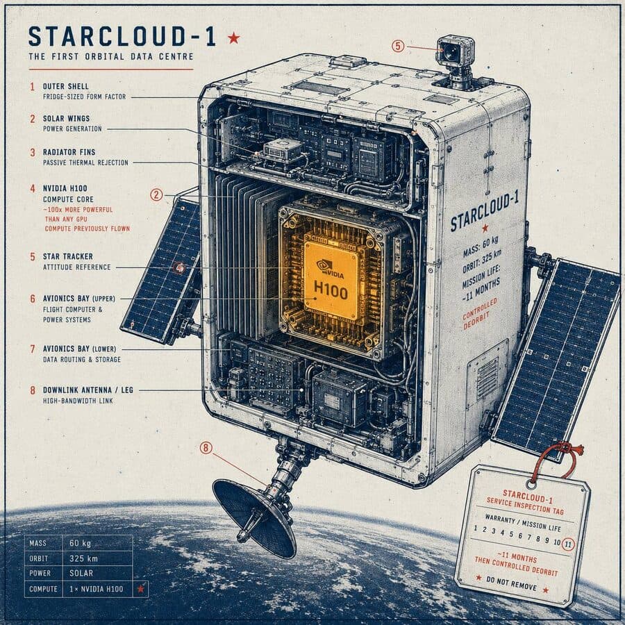 Orbital data centre cutaway
