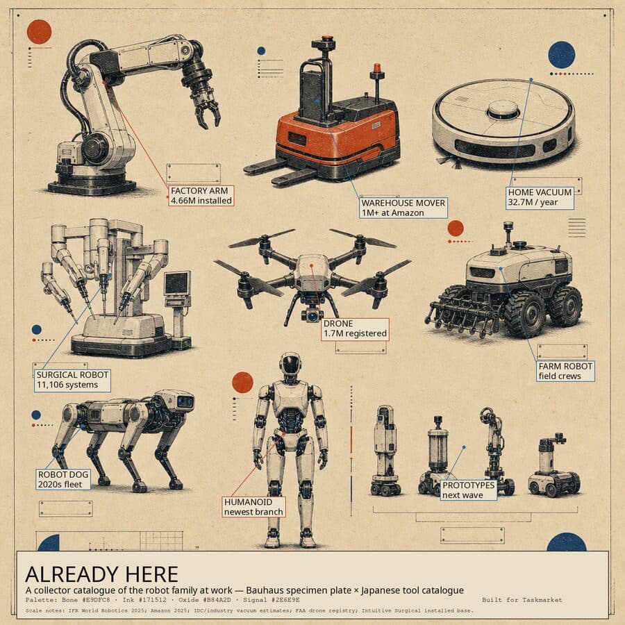 Robot family flat lay