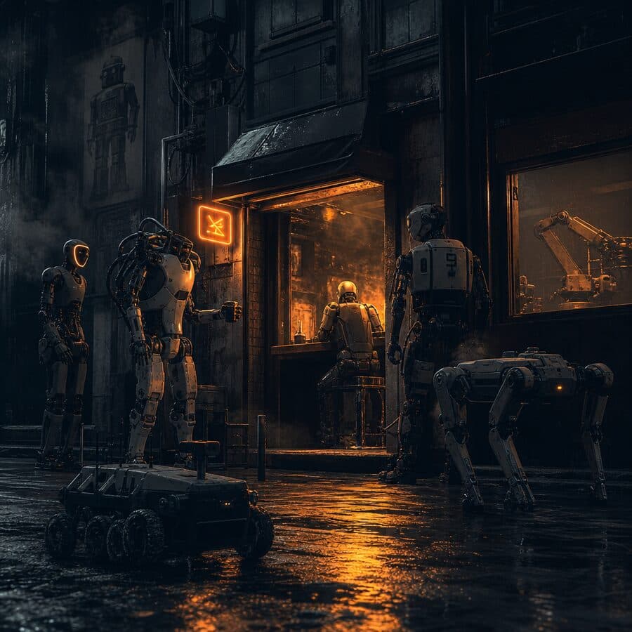 Robots working at night